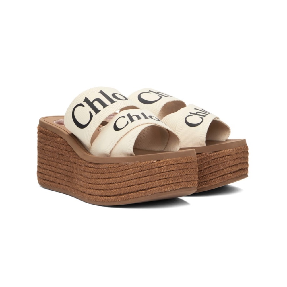 Chloe Off White Woody Wedge Cute Summer Shoes